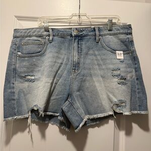 Time and Tru Light Blue Distressed Jean Shorts size 16 high rise